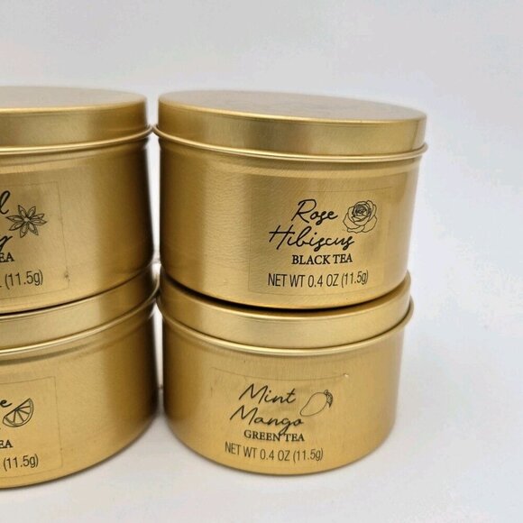 Modern Gourmet Sampler 6 Tea Set Loose Leaf Tea 2 Mugs Infuser Gold Gift Set - Picture 7 of 10